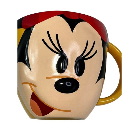 2 Minnie & Mickey Soup Mugs Oversized Coffee Cups Big Faces Red Yellow Disney - Picture 3 of 9